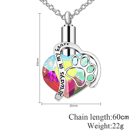 Stainless Steel Heart Urn Ashes Pendant Necklace, Word Always In My Heart Memorial Jewelry for Men Women