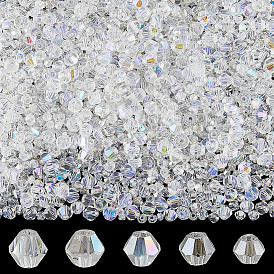 25 нити 5 стили прозрачные гальванические стеклянные бусины нити, подражать австрийский хрусталь гальванических двойной конус стеклянная бусина пряди, с покрытием AB цвета, класс АА, граненые