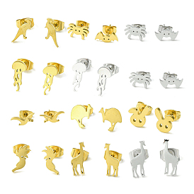 Cute Little Animal Theme 304 Stainless Steel Stud Earrings