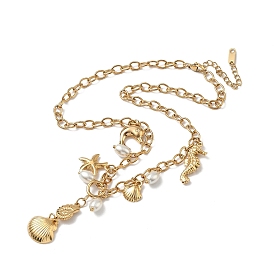 Океан 304 Женские ожерелья с подвесками в форме ракушки дельфина и морской звезды из нержавеющей стали и пластика, белые