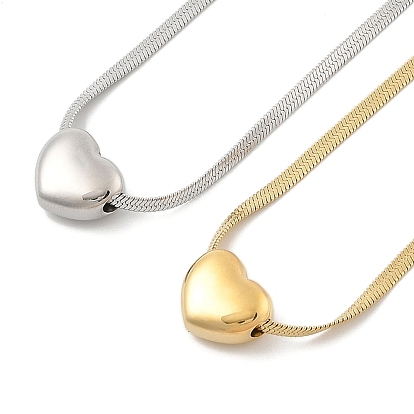 304 ожерелья в виде сердца из нержавеющей стали с плоской змеиной цепочкой для женщин