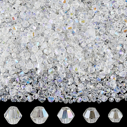 25 нити 5 стили прозрачные гальванические стеклянные бусины нити, подражать австрийский хрусталь гальванических двойной конус стеклянная бусина пряди, с покрытием AB цвета, класс АА, граненые