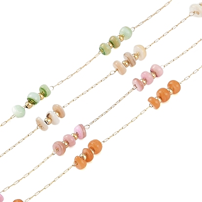 Ионное покрытие (ip) 316 цепочки из хирургической нержавеющей стали со скрепками, с натуральными раковинами, плоско-круглые, реальный 18 k позолоченный, несварные