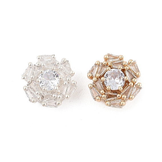 Стойки обшивки латунь микро проложить кубического циркония бусы, долговечный, без свинца и без кадмия, цветок