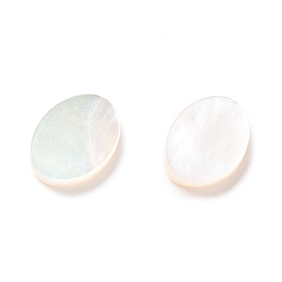 White Shell Cabochons, Flat Oval