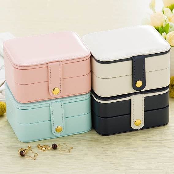 Rectangle PU Imitation Leather Jewelry Storage Boxes, Jewellery Organizer Travel Case, for Necklace, Ring Earring Holder