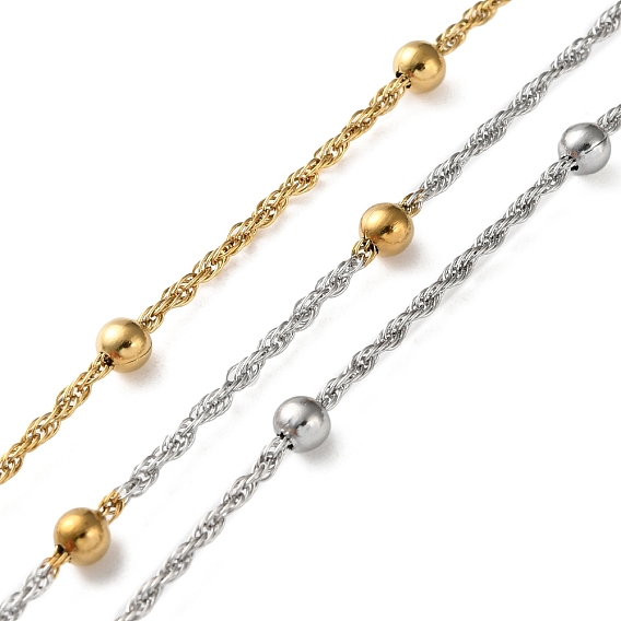 304 цепи из нержавеющей стали с бусинами, ионное покрытие (ip), пайки, с катушкой, круглые