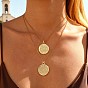 304 Stainless Steel Yoga Coin Pendant Necklaces for Women
