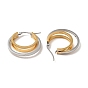 Two Tone 304 Stainless Steel Triple Circle Hoop Earrings for Women
