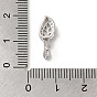 925 Sterling Silver Ice Pick Pinch Bails, with Micro Pave Clear Cubic Zirconia, Leaf, with S925 Stamp