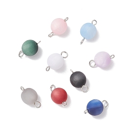 Подвески-коннекторы из матовой смолы с имитацией кошачьего глаза, круглые звенья с железными петлями, платина