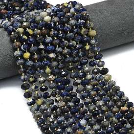 Природный содалит бисер нитей, граненые, рондель, с бисером