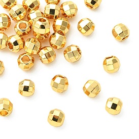 SHEGRACE Brass Round Beads, Cadmium Free & Nickel Free & Lead Free, Faceted
