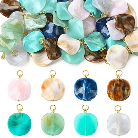 40 pcs 8 styles pendentifs acryliques, avec 304 anneaux en acier inoxydable