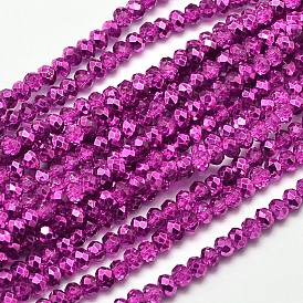 Faceted Rondelle Transparent Painted Glass Beads Strands, 3x2.5mm, Hole: 0.5mm, about 148pcs/strand, 14.9 inch