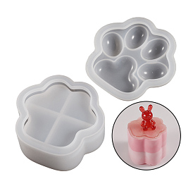 DIY Silicone Cat Paw Print Storage Box Molds, Resin Casting Molds, for UV Resin, Epoxy Resin Craft Making