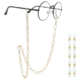 Chaînes de câble en aluminium arricraft / chaînes de trombones chaînes de lunettes, tour de cou pour lunettes, avec des extrémités de boucle en caoutchouc