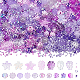 Наборы прозрачных стеклянных и акриловых бусин, окрашенных распылением, разнообразные