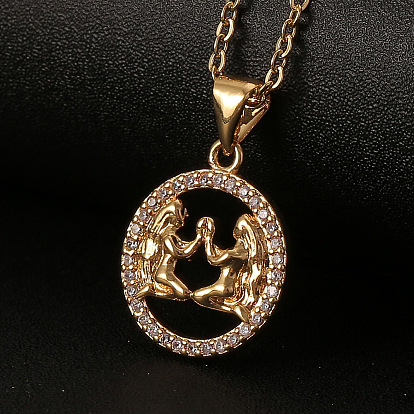 Minimalist 12 Zodiac Constellation Necklace for Women in Copper Gold Color