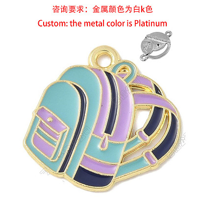 Fournitures scolaires pendentifs en alliage émaillé, platine, bijou de sac