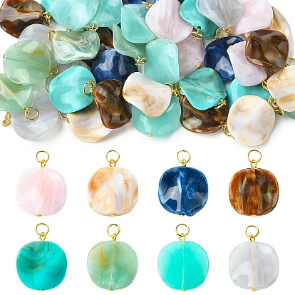 40 pcs 8 styles pendentifs acryliques, avec 304 anneaux en acier inoxydable