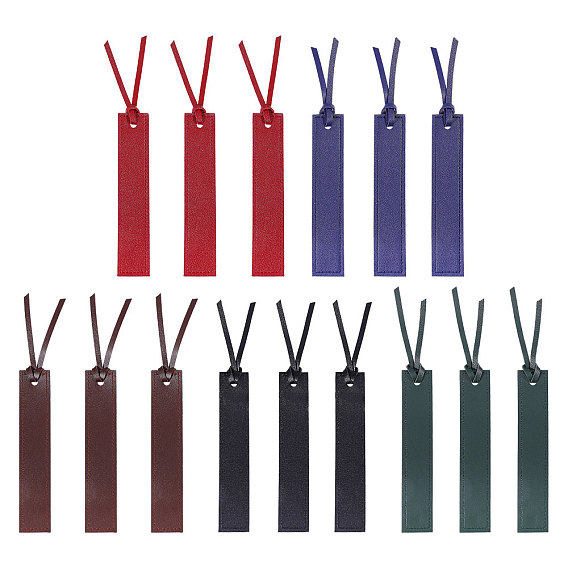 15шт 5 цвета закладка из искусственной кожи, прямоугольные