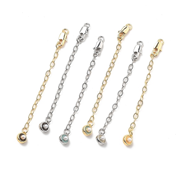 Латунная эмаль и абс-имитационный жемчуг с цепочкой, плоско-круглые