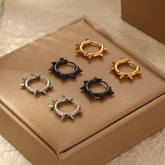 Серьги-кольца из нержавеющей стали для мужчин, заклепка