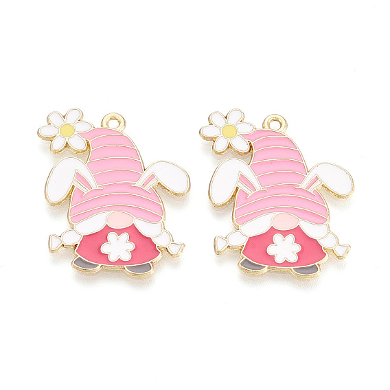 Подвески из сплава и эмали, Санта-Клаус в форме кролика, золотой свет