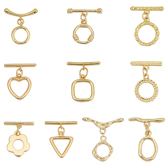 10 шт. 10 стили стойки с латунными застежками-переключателями, разнообразные