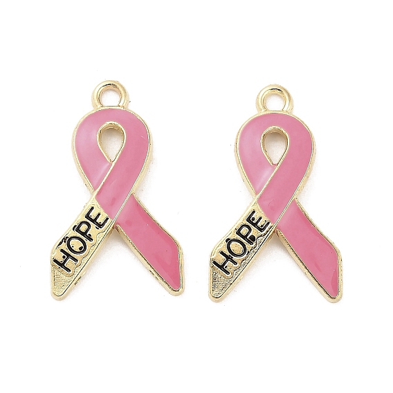 Подвески из эмали и сплава, лента для повышения осведомленности о раке груди с подвесками в виде слова «надежда», золотые