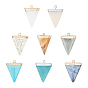 Electroplate Natural & Synthetic Mixed Gemstones Pendants, Top Plated, with Iron Loops, Triangle