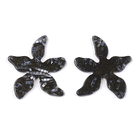 Cellulose Acetate(Resin) Pendants, with Glitter Powder, Flower