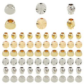 Pandahall Elite 120Pcs 6 Style Brass Spacer Beads, Mixed Shapes, Real 18K Gold Plated & Real Platinum Plated