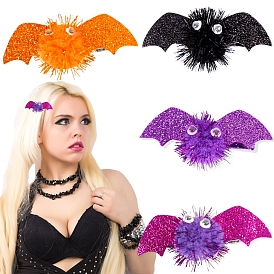 Halloween Bat Glitter Cloth Alligator Hair Clips for Girls