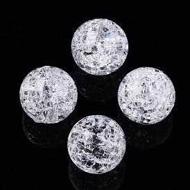 Perles acryliques de style craquelé transparent, ronde