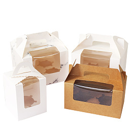 Caja portátil para cupcakes con ventana transparente y asa., caja para hornear