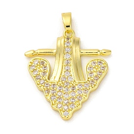 Brass Pendants with Cubic Zirconia, Electrophoretic Color Preservation, Heart Charms