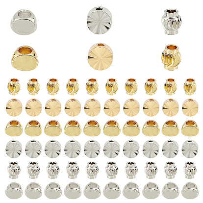 120Pcs 6 Style Brass Spacer Beads, Mixed Shapes, Real 18K Gold Plated & Real Platinum Plated