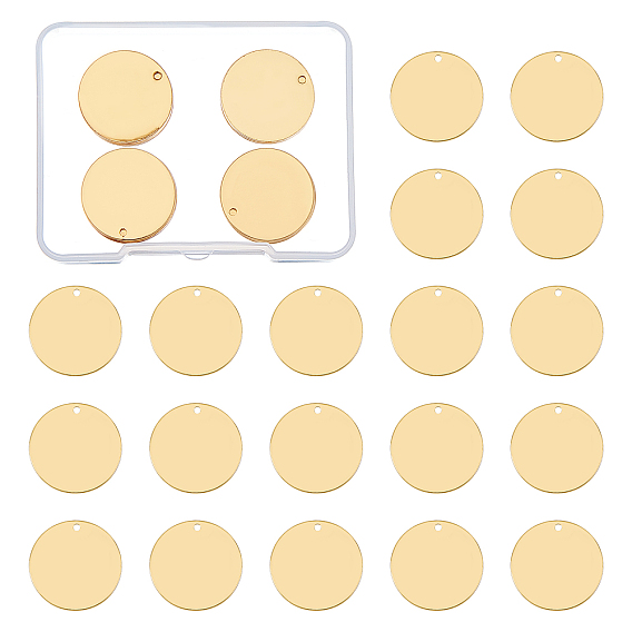 Brass Pendants, Flat Round, Blank Stamping Tag