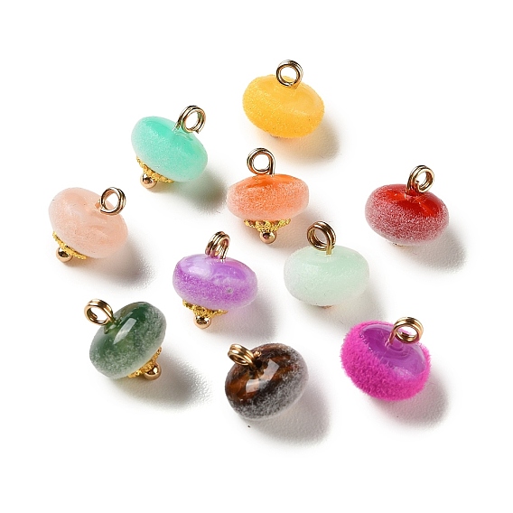 Сплав и бархатные подвески, с акриловой, рондель прелести, золотые