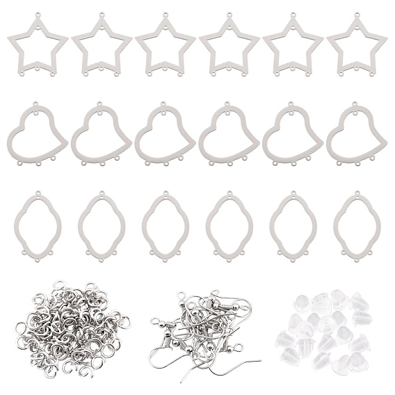 Unicraftale diy комплекты для изготовления серег люстры, в том числе звенья компонентов люстры из нержавеющей стали, открытые прыжковые кольца и крючки для серег, пластиковые гайки для ушей