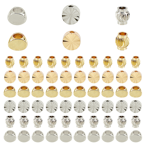 120 pcs 6 perles d'espacement en laiton de style, formes mixtes, véritable 18 k plaqué or et véritable plaqué platine