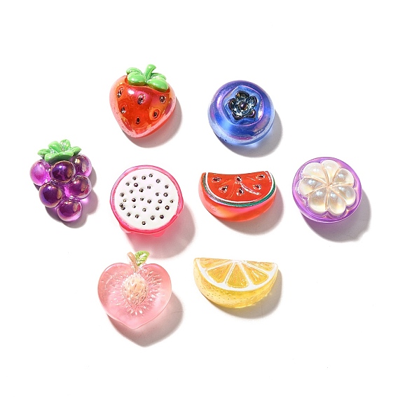 Гальваническое покрытие УФ-лампой непрозрачные фруктовые смоляные кабошоны, радужный
