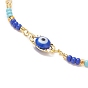 Brass Evil Eye Link Chain Bracelet with Glass Beaded for Women