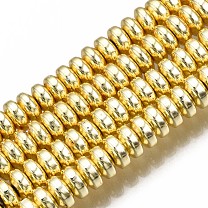 Electroplate Non-magnetic Synthetic Hematite Bead Strands, Rondelle
