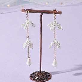 День святого Валентина 304 Серьги-гвоздики из нержавеющей стали с жемчугом, цветок с каплей