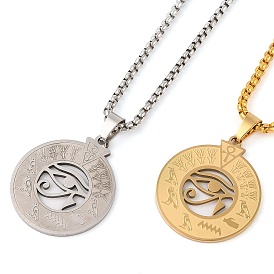 201 Stainless Steel Box Chain Eye of Horus Pendant Necklaces