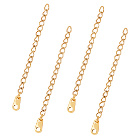 Unicraftale 304 Stainless Steel Chain Extender, Curb Chain, with Charms, Teardrop