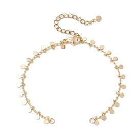 Латунь браслет задатки Снаряженная цепи, с 304 подвесками-дисками из нержавеющей стали и застежками